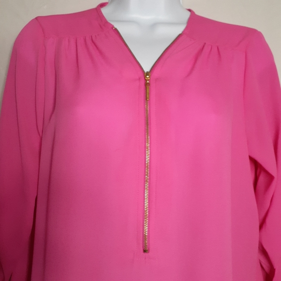 Marisol Semi-shear Bright Pink Women Blouse SZ M - Picture 3 of 8